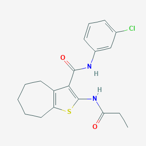 molecular formula C19H21ClN2O2S B408366 N-(3-chlorophenyl)-2-(propionylamino)-5,6,7,8-tetrahydro-4H-cyclohepta[b]thiophene-3-carboxamide 