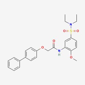 molecular formula C25H28N2O5S B4083664 2-(4-biphenylyloxy)-N-{5-[(diethylamino)sulfonyl]-2-methoxyphenyl}acetamide 