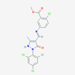 methyl 2-chloro-5-({[3-methyl-5-oxo-1-(2,4,6-trichlorophenyl)-1,5-dihydro-4H-pyrazol-4-ylidene]methyl}amino)benzoate