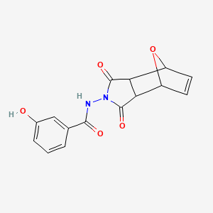 molecular formula C15H12N2O5 B4083726 N-(3,5-dioxo-10-oxa-4-azatricyclo[5.2.1.0~2,6~]dec-8-en-4-yl)-3-hydroxybenzamide 