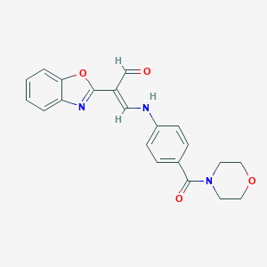 molecular formula C21H19N3O4 B408375 2-(1,3-Benzoxazol-2-yl)-3-[4-(4-morpholinylcarbonyl)anilino]acrylaldehyde 