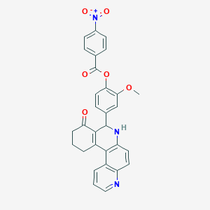 2-methoxy-4-(9-oxo-7,8,9,10,11,12-hexahydrobenzo[a]-4,7-phenanthrolin-8-yl)phenyl 4-nitrobenzoate