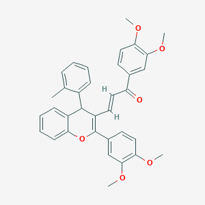 molecular formula C35H32O6 B408376 (E)-1-(3,4-dimethoxyphenyl)-3-[2-(3,4-dimethoxyphenyl)-4-(2-methylphenyl)-4H-chromen-3-yl]prop-2-en-1-one CAS No. 5736-95-8