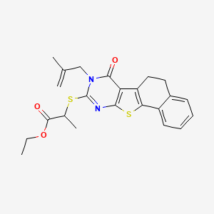 molecular formula C23H24N2O3S2 B4083835 ethyl 2-{[8-(2-methyl-2-propen-1-yl)-7-oxo-5,6,7,8-tetrahydronaphtho[2',1':4,5]thieno[2,3-d]pyrimidin-9-yl]thio}propanoate 