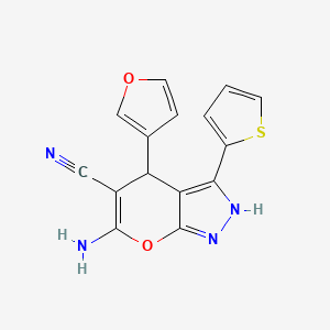 molecular formula C15H10N4O2S B4083868 6-amino-4-(3-furyl)-3-(2-thienyl)-1,4-dihydropyrano[2,3-c]pyrazole-5-carbonitrile 