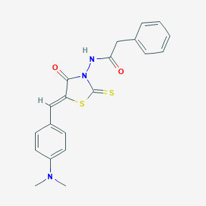 molecular formula C20H19N3O2S2 B408390 N-{5-[4-(dimethylamino)benzylidene]-4-oxo-2-thioxo-1,3-thiazolidin-3-yl}-2-phenylacetamide CAS No. 301680-01-3