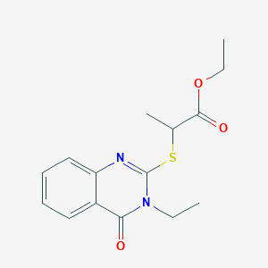 molecular formula C15H18N2O3S B4083909 ethyl 2-[(3-ethyl-4-oxo-3,4-dihydro-2-quinazolinyl)thio]propanoate 