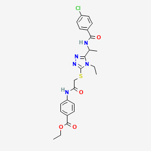 molecular formula C24H26ClN5O4S B4083914 ethyl 4-({[(5-{1-[(4-chlorobenzoyl)amino]ethyl}-4-ethyl-4H-1,2,4-triazol-3-yl)thio]acetyl}amino)benzoate 