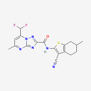 molecular formula C18H16F2N6OS B4083939 N-(3-cyano-6-methyl-4,5,6,7-tetrahydro-1-benzothien-2-yl)-7-(difluoromethyl)-5-methyl[1,2,4]triazolo[1,5-a]pyrimidine-2-carboxamide 