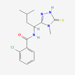 molecular formula C15H19ClN4OS B4083944 2-chloro-N-[1-(5-mercapto-4-methyl-4H-1,2,4-triazol-3-yl)-3-methylbutyl]benzamide 
