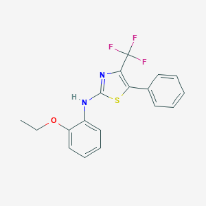 molecular formula C18H15F3N2OS B408396 N-(2-ethoxyphenyl)-5-phenyl-4-(trifluoromethyl)-1,3-thiazol-2-amine 