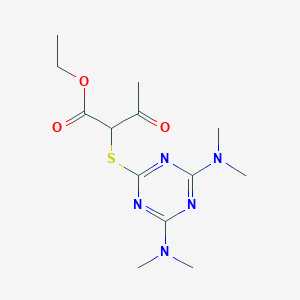molecular formula C13H21N5O3S B4083987 ethyl 2-{[4,6-bis(dimethylamino)-1,3,5-triazin-2-yl]thio}-3-oxobutanoate 