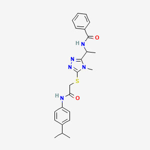 molecular formula C23H27N5O2S B4084011 N-{1-[5-({2-[(4-isopropylphenyl)amino]-2-oxoethyl}thio)-4-methyl-4H-1,2,4-triazol-3-yl]ethyl}benzamide 