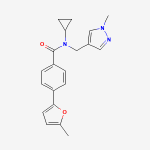 molecular formula C20H21N3O2 B4084027 N-cyclopropyl-4-(5-methyl-2-furyl)-N-[(1-methyl-1H-pyrazol-4-yl)methyl]benzamide 