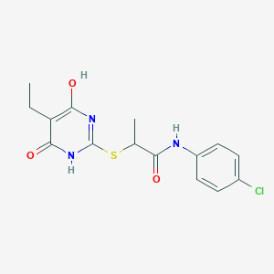 N-(4-chlorophenyl)-2-[(5-ethyl-4-hydroxy-6-oxo-1,6-dihydro-2-pyrimidinyl)thio]propanamide