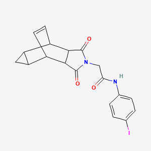 molecular formula C19H17IN2O3 B4084051 2-(3,5-dioxo-4-azatetracyclo[5.3.2.0~2,6~.0~8,10~]dodec-11-en-4-yl)-N-(4-iodophenyl)acetamide 