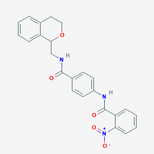 molecular formula C24H21N3O5 B4084064 N-(4-{[(3,4-dihydro-1H-isochromen-1-ylmethyl)amino]carbonyl}phenyl)-2-nitrobenzamide 