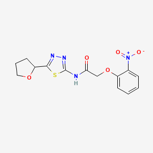 molecular formula C14H14N4O5S B4084096 2-(2-nitrophenoxy)-N-[5-(tetrahydro-2-furanyl)-1,3,4-thiadiazol-2-yl]acetamide 