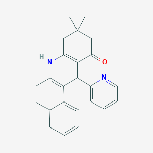 molecular formula C24H22N2O B4084104 9,9-dimethyl-12-(2-pyridinyl)-8,9,10,12-tetrahydrobenzo[a]acridin-11(7H)-one 