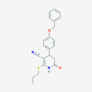 molecular formula C22H22N2O2S B408415 4-[4-(Benzyloxy)phenyl]-6-hydroxy-2-(propylsulfanyl)-4,5-dihydropyridine-3-carbonitrile 