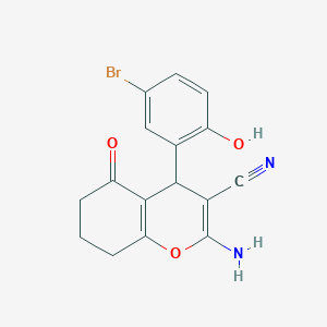 molecular formula C16H13BrN2O3 B4084179 2-amino-4-(5-bromo-2-hydroxyphenyl)-5-oxo-5,6,7,8-tetrahydro-4H-chromene-3-carbonitrile 