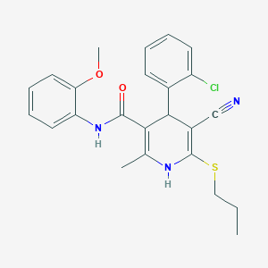 molecular formula C24H24ClN3O2S B408418 4-(2-chlorophenyl)-5-cyano-N-(2-methoxyphenyl)-2-methyl-6-propylsulfanyl-1,4-dihydropyridine-3-carboxamide CAS No. 330558-01-5
