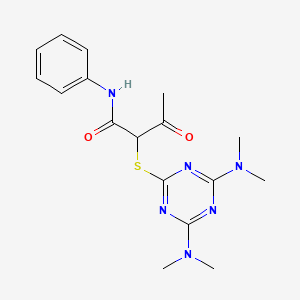 molecular formula C17H22N6O2S B4084185 2-{[4,6-bis(dimethylamino)-1,3,5-triazin-2-yl]thio}-3-oxo-N-phenylbutanamide 