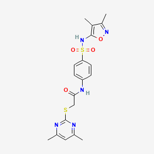 molecular formula C19H21N5O4S2 B4084212 N-(4-{[(3,4-dimethyl-5-isoxazolyl)amino]sulfonyl}phenyl)-2-[(4,6-dimethyl-2-pyrimidinyl)thio]acetamide 