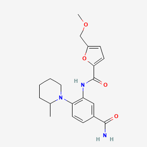 molecular formula C20H25N3O4 B4084232 N-[5-(aminocarbonyl)-2-(2-methylpiperidin-1-yl)phenyl]-5-(methoxymethyl)-2-furamide 
