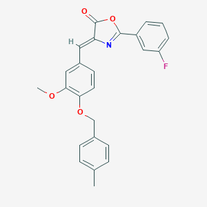 molecular formula C25H20FNO4 B408426 2-(3-fluorophenyl)-4-{3-methoxy-4-[(4-methylbenzyl)oxy]benzylidene}-1,3-oxazol-5(4H)-one 