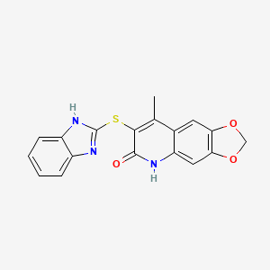molecular formula C18H13N3O3S B4084279 7-(1H-benzimidazol-2-ylthio)-8-methyl[1,3]dioxolo[4,5-g]quinolin-6(5H)-one 