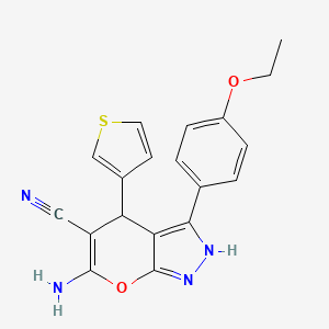 molecular formula C19H16N4O2S B4084299 6-amino-3-(4-ethoxyphenyl)-4-(3-thienyl)-1,4-dihydropyrano[2,3-c]pyrazole-5-carbonitrile 