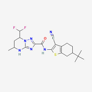 molecular formula C21H26F2N6OS B4084312 N-(6-tert-butyl-3-cyano-4,5,6,7-tetrahydro-1-benzothien-2-yl)-7-(difluoromethyl)-5-methyl-4,5,6,7-tetrahydro[1,2,4]triazolo[1,5-a]pyrimidine-2-carboxamide 