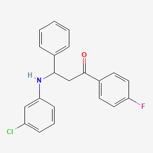 molecular formula C21H17ClFNO B4084320 3-[(3-chlorophenyl)amino]-1-(4-fluorophenyl)-3-phenyl-1-propanone 