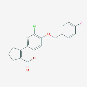 molecular formula C19H14ClFO3 B408434 8-chloro-7-[(4-fluorobenzyl)oxy]-2,3-dihydrocyclopenta[c]chromen-4(1H)-one CAS No. 303134-64-7