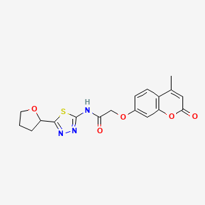 molecular formula C18H17N3O5S B4084366 2-[(4-methyl-2-oxo-2H-chromen-7-yl)oxy]-N-[5-(tetrahydro-2-furanyl)-1,3,4-thiadiazol-2-yl]acetamide 