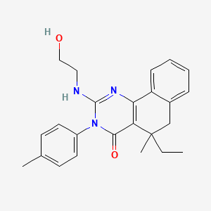 molecular formula C24H27N3O2 B4084371 5-ethyl-2-[(2-hydroxyethyl)amino]-5-methyl-3-(4-methylphenyl)-5,6-dihydrobenzo[h]quinazolin-4(3H)-one 
