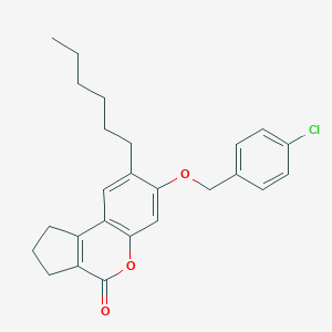 molecular formula C25H27ClO3 B408439 7-[(4-chlorobenzyl)oxy]-8-hexyl-2,3-dihydrocyclopenta[c]chromen-4(1H)-one CAS No. 332055-46-6