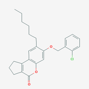 molecular formula C25H27ClO3 B408440 7-[(2-chlorobenzyl)oxy]-8-hexyl-2,3-dihydrocyclopenta[c]chromen-4(1H)-one 