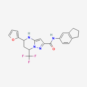 molecular formula C21H19F3N4O2 B4084410 N-(2,3-dihydro-1H-inden-5-yl)-5-(2-furyl)-7-(trifluoromethyl)-4,5,6,7-tetrahydropyrazolo[1,5-a]pyrimidine-2-carboxamide 