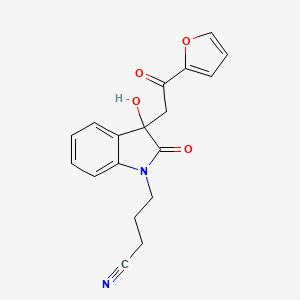 molecular formula C18H16N2O4 B4084425 4-{3-[2-(2-furyl)-2-oxoethyl]-3-hydroxy-2-oxo-2,3-dihydro-1H-indol-1-yl}butanenitrile 