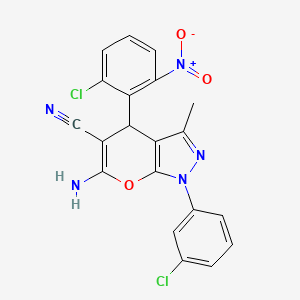 molecular formula C20H13Cl2N5O3 B4084433 6-amino-4-(2-chloro-6-nitrophenyl)-1-(3-chlorophenyl)-3-methyl-1,4-dihydropyrano[2,3-c]pyrazole-5-carbonitrile 