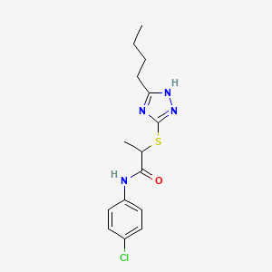 molecular formula C15H19ClN4OS B4084535 2-[(5-butyl-4H-1,2,4-triazol-3-yl)thio]-N-(4-chlorophenyl)propanamide 