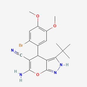 molecular formula C19H21BrN4O3 B4084558 6-amino-4-(2-bromo-4,5-dimethoxyphenyl)-3-tert-butyl-1,4-dihydropyrano[2,3-c]pyrazole-5-carbonitrile 