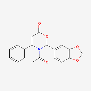 3-acetyl-2-(1,3-benzodioxol-5-yl)-4-phenyl-1,3-oxazinan-6-one