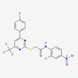 molecular formula C19H11ClF4N4O3S B4084571 N-(2-chloro-4-nitrophenyl)-2-{[4-(4-fluorophenyl)-6-(trifluoromethyl)-2-pyrimidinyl]thio}acetamide 