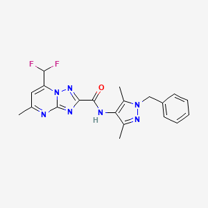 molecular formula C20H19F2N7O B4084667 N-(1-benzyl-3,5-dimethyl-1H-pyrazol-4-yl)-7-(difluoromethyl)-5-methyl[1,2,4]triazolo[1,5-a]pyrimidine-2-carboxamide 