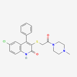molecular formula C22H22ClN3O2S B4084671 6-chloro-3-{[2-(4-methyl-1-piperazinyl)-2-oxoethyl]thio}-4-phenyl-2(1H)-quinolinone 