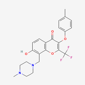 molecular formula C23H23F3N2O4 B4084706 7-hydroxy-3-(4-methylphenoxy)-8-[(4-methyl-1-piperazinyl)methyl]-2-(trifluoromethyl)-4H-chromen-4-one 