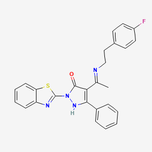 molecular formula C26H21FN4OS B4084729 2-(1,3-benzothiazol-2-yl)-4-(1-{[2-(4-fluorophenyl)ethyl]amino}ethylidene)-5-phenyl-2,4-dihydro-3H-pyrazol-3-one 